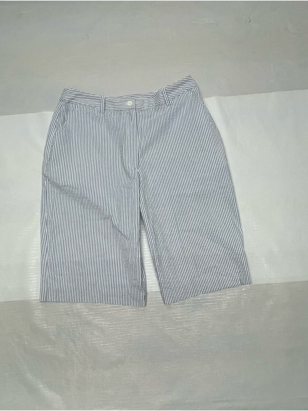 Studio Works Blue and White Pinstripe Bermuda Shorts Sz:12